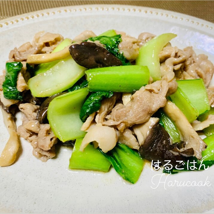 チンゲン菜と豚肉のオイスターソース炒め